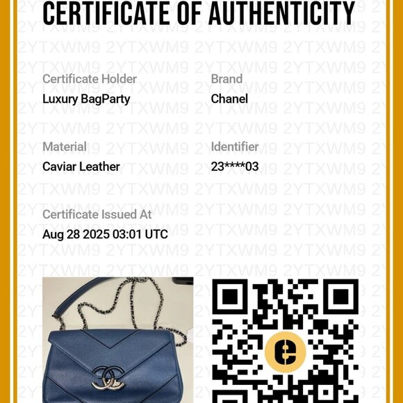 Chanel Caviar Macro Flap Bag Chevron Blue - Picture 6 of 9